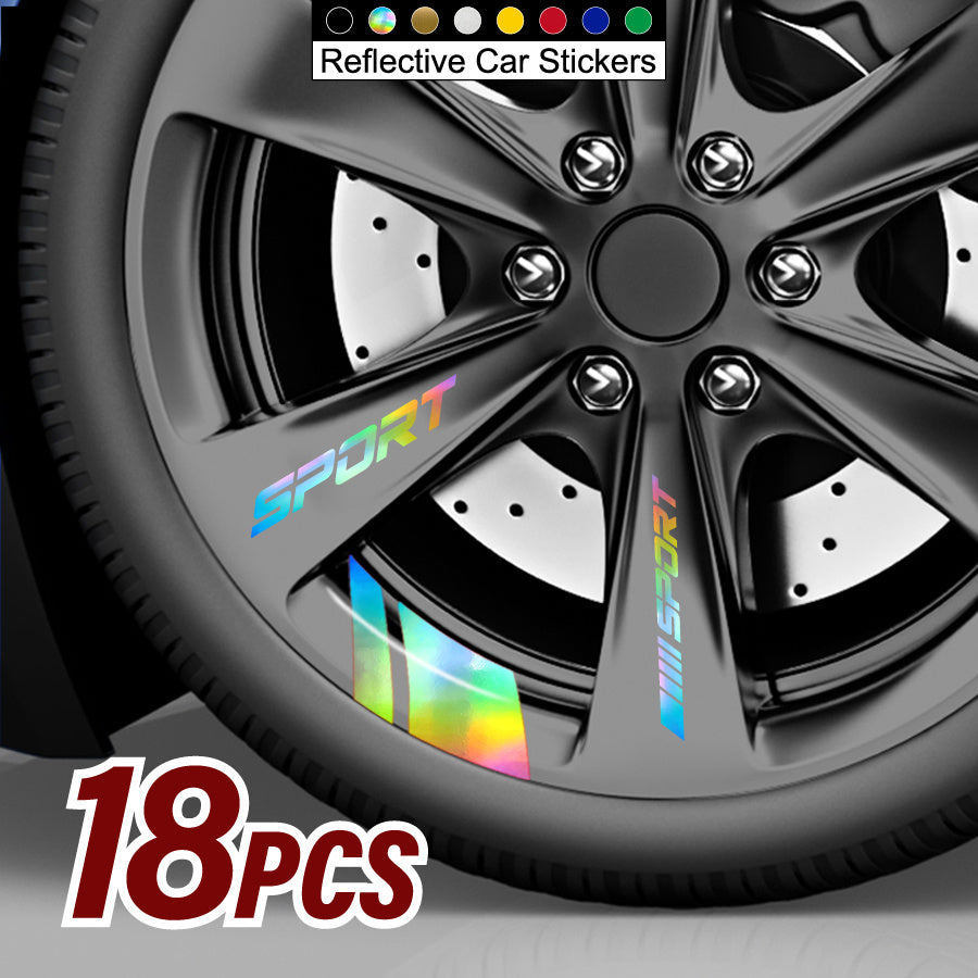 18 шт. отражающих виниловых наклеек на диски автомобиля, наклейки на ступицы для гонок