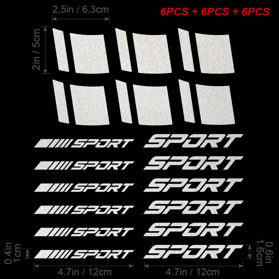 18 шт. отражающих виниловых наклеек на диски автомобиля, наклейки на ступицы для гонок