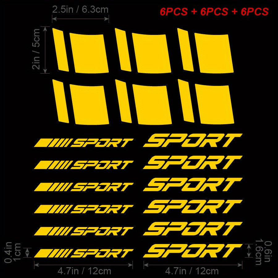 18 шт. отражающих виниловых наклеек на диски автомобиля, наклейки на ступицы для гонок