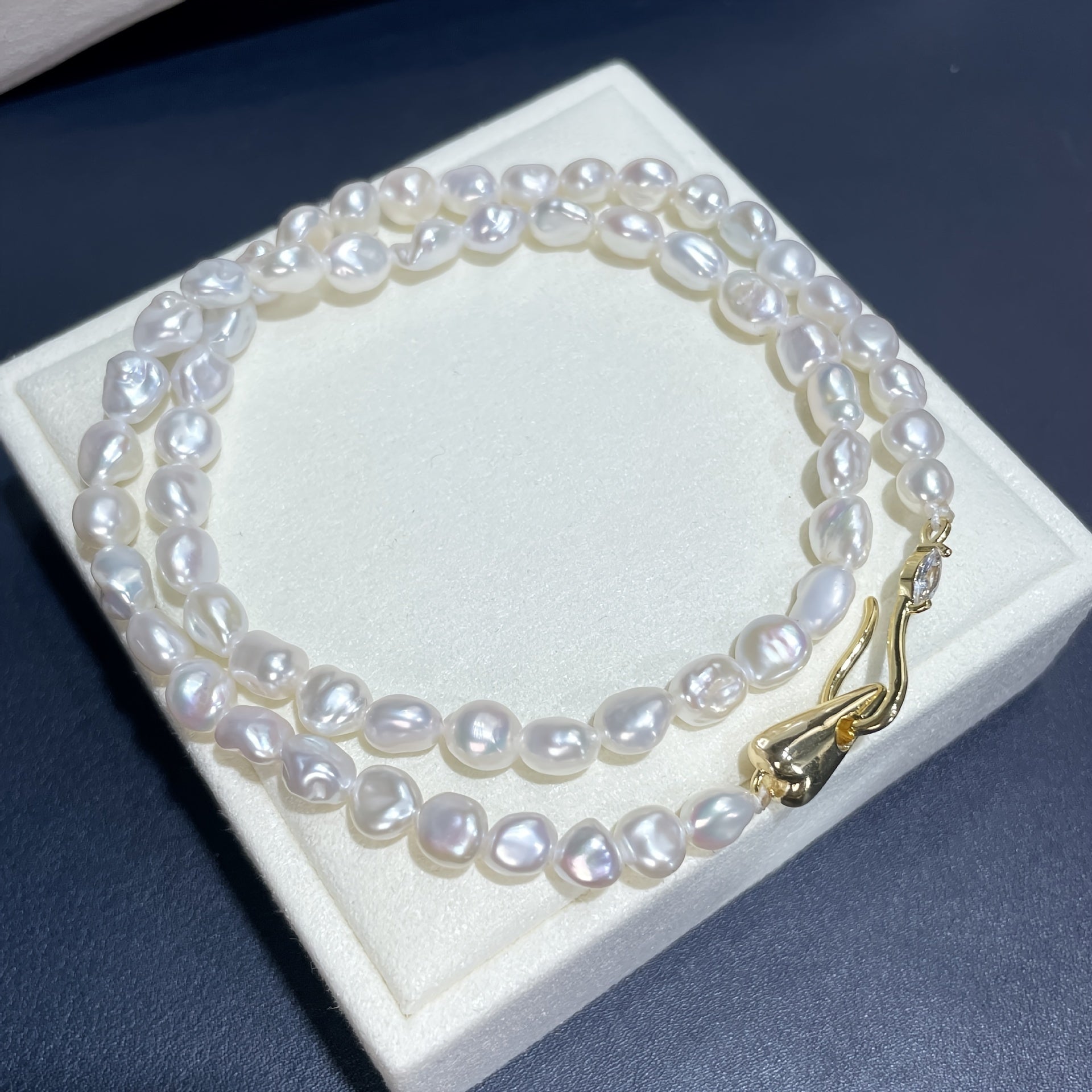 Freshwater Pearl Necklace Unplated Genuine Pearls Gift Box for Women