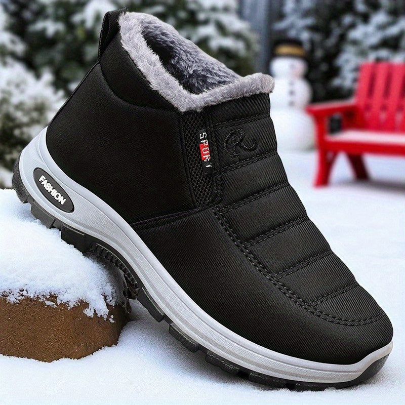 Unisex All-Season Insulated Slip-On Winter Boots Beige Non-Slip Shoes