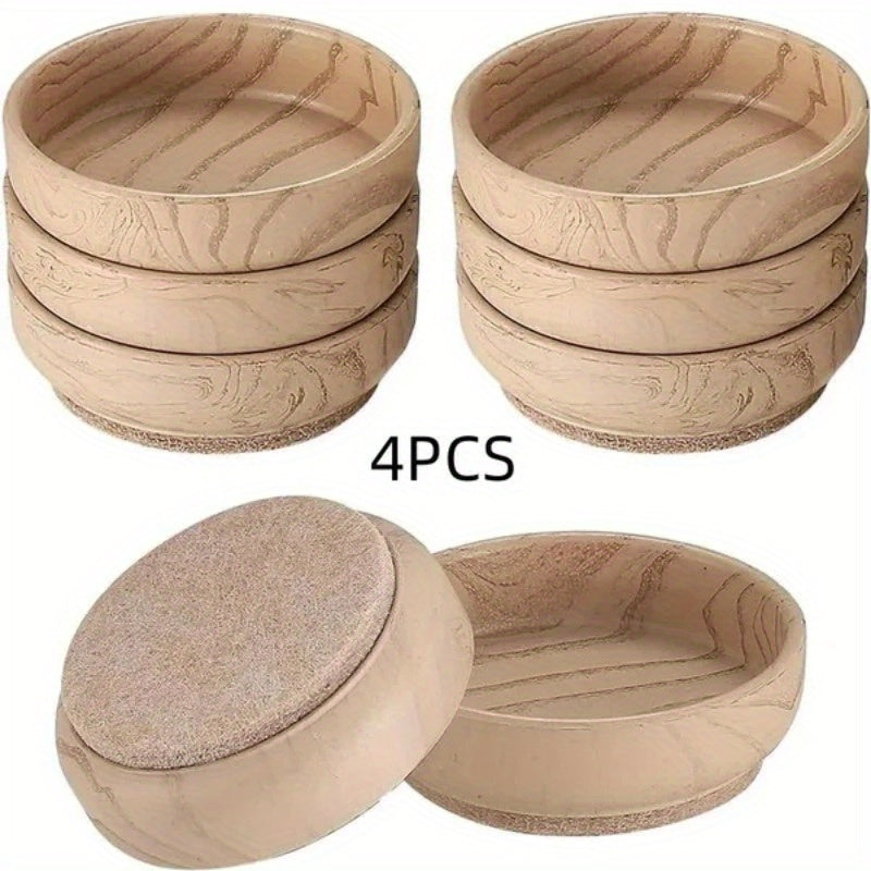 Felt Base Castor Cups Set of 4 Non-Slip Protectors for Wooden Floors Chairs