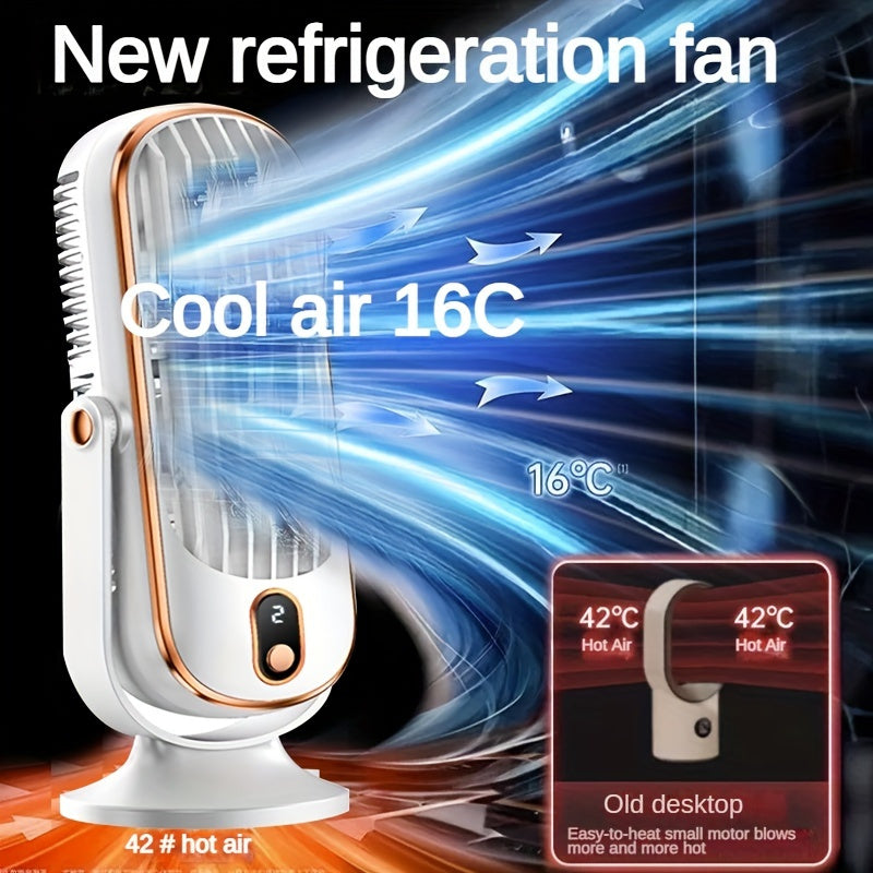 Portable Air Conditioner Fan with Dual Motors, 5-Speed Cooling, USB Rechargeable Battery