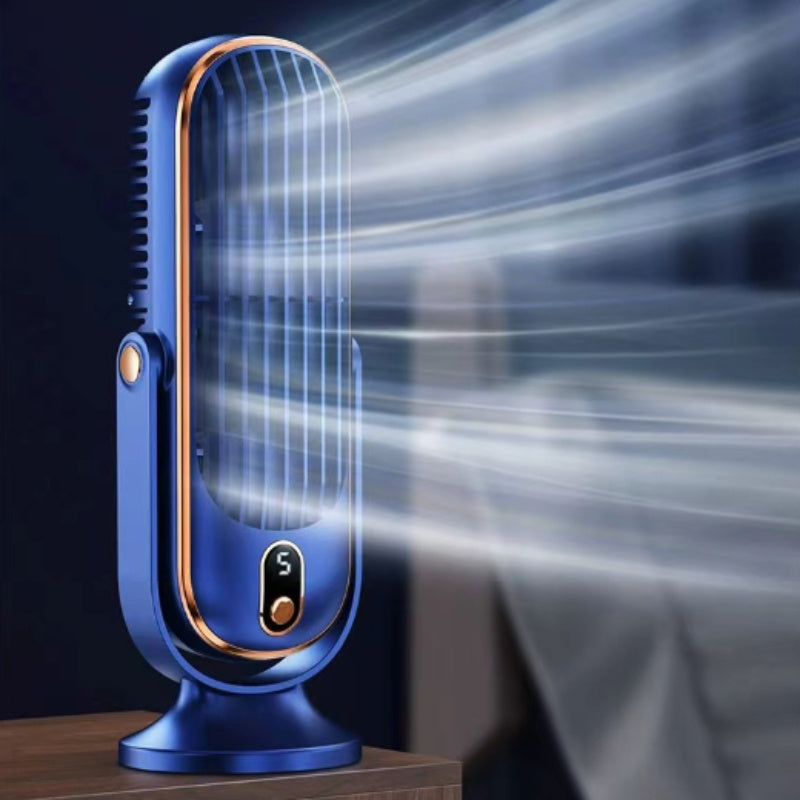 Portable Air Conditioner Fan with Dual Motors, 5-Speed Cooling, USB Rechargeable Battery