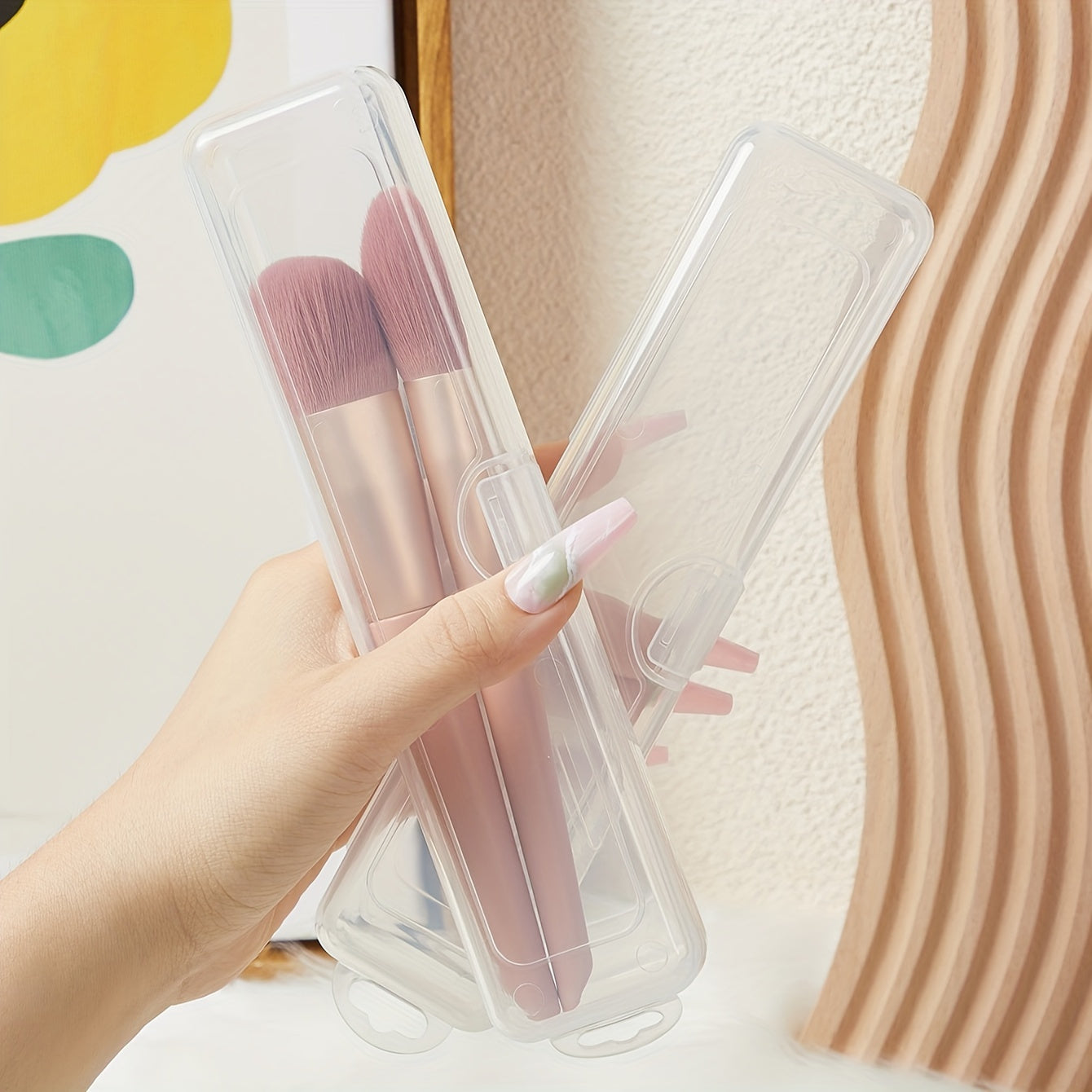 Clear Flip-Top Portable Storage Case for Cutlery Toothbrush Makeup Brushes