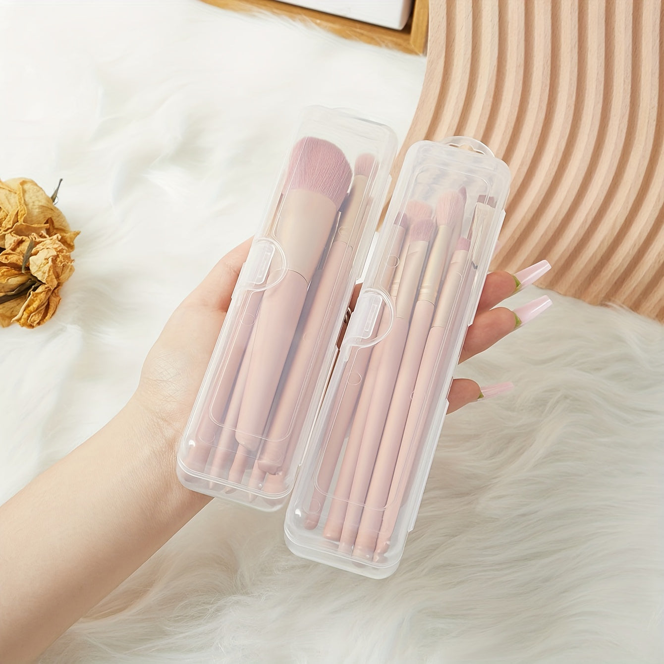 Clear Flip-Top Portable Storage Case for Cutlery Toothbrush Makeup Brushes