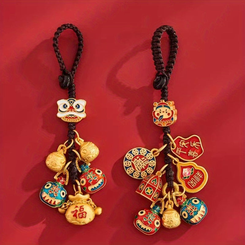 Dije de llavero dorado, Dios de la riqueza, cobre, que traga bestia dorada, para coche, bolso o suerte familiar