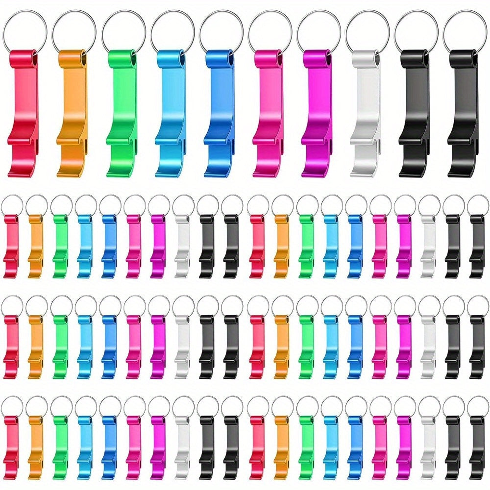 100 Pack Durable Aluminum Bottle Opener Keychains in Assorted Colors for Men and Women