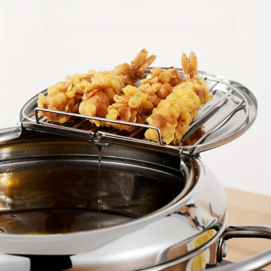 Deep Fryer with Lid Temperature Gauge for Chicken Shrimp French Fries
