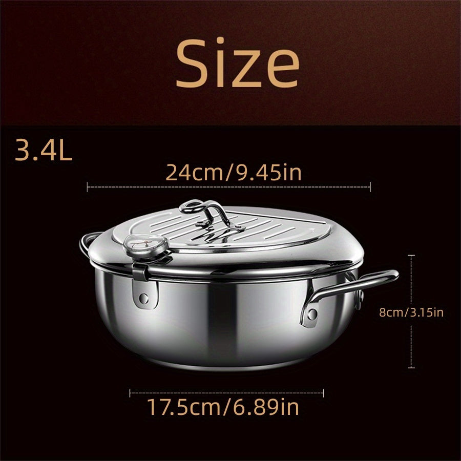 Deep Fryer with Lid Temperature Gauge for Chicken Shrimp French Fries