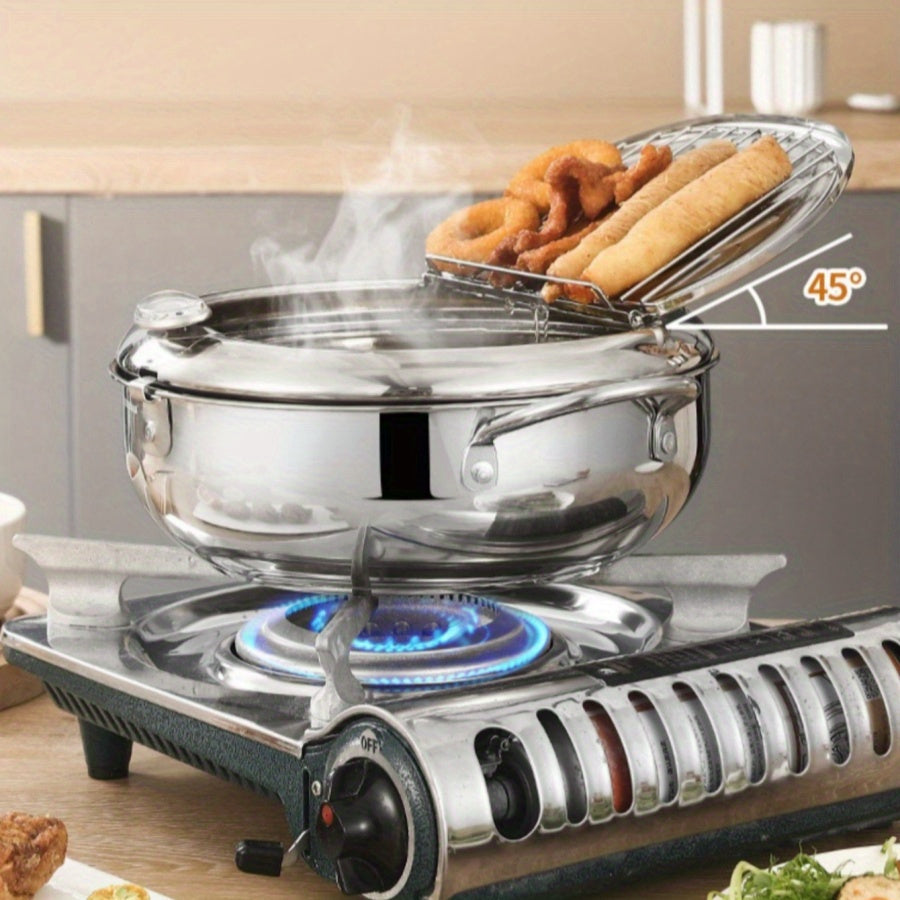 Deep Fryer with Lid Temperature Gauge for Chicken Shrimp French Fries