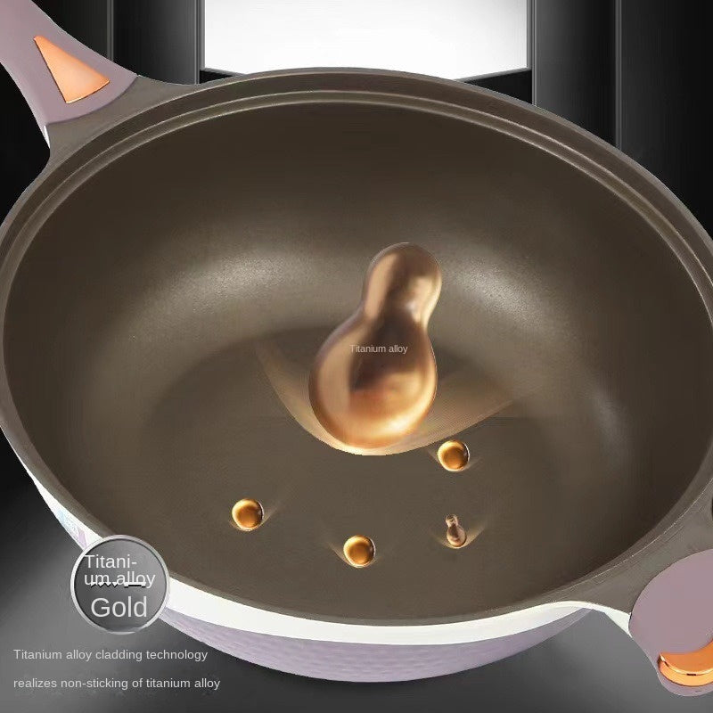 Wok de aluminio con doble color de 32cm, antiadherente, con tapa de vapor y olla de micro-presión