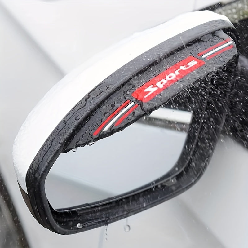 2pcs Car Mirror Rain Shields Durable PVC Black Red Stripe Sports Protector