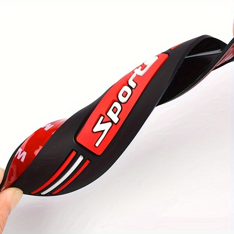 2pcs Car Mirror Rain Shields Durable PVC Black Red Stripe Sports Protector