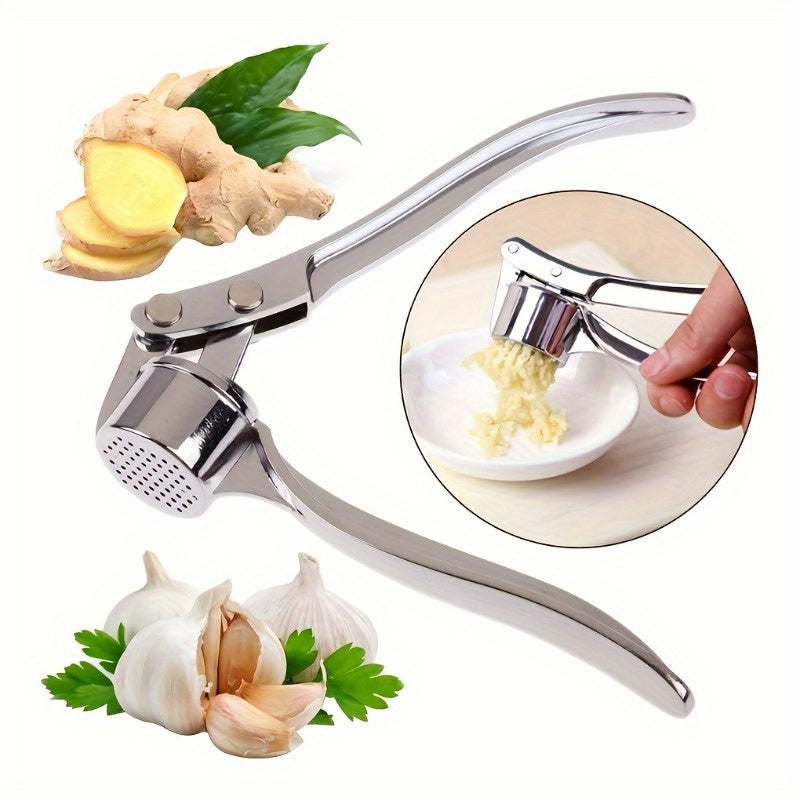 Stainless Steel Garlic Press with Ginger Squeezer and Easy Crush Function