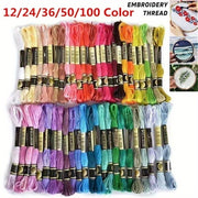 Cotton Embroidery Floss Multi-Color Thread for Cross Stitch Sewing Crafts Pack of 12 24 36 50 100
