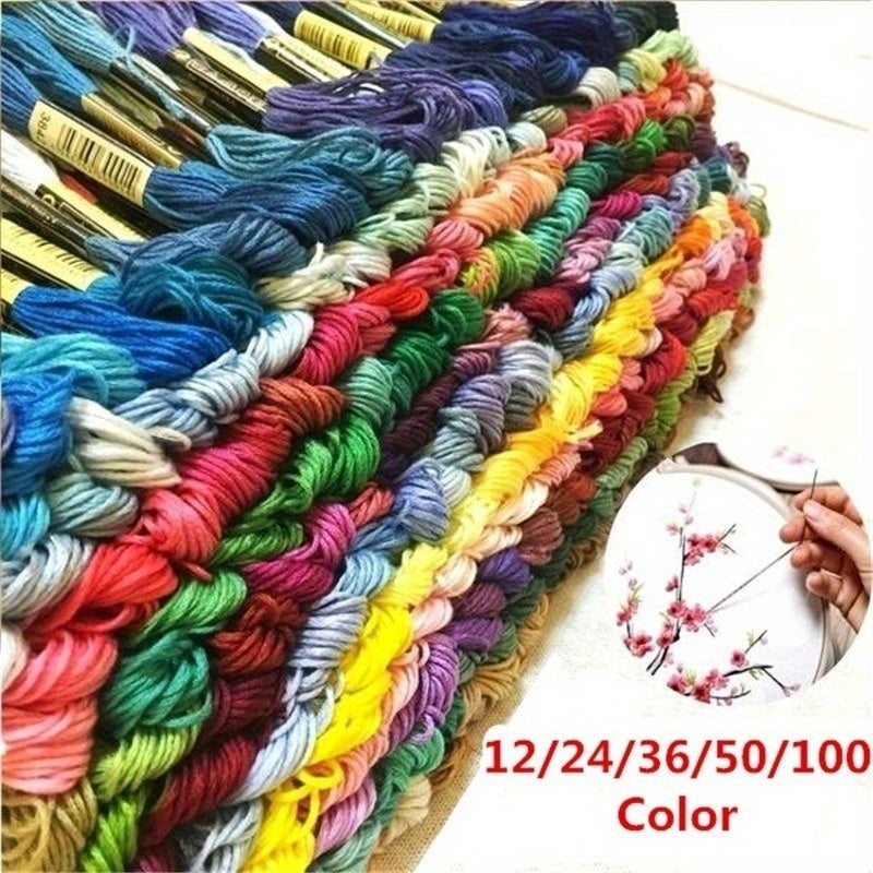 Cotton Embroidery Floss Multi-Color Thread for Cross Stitch Sewing Crafts Pack of 12 24 36 50 100