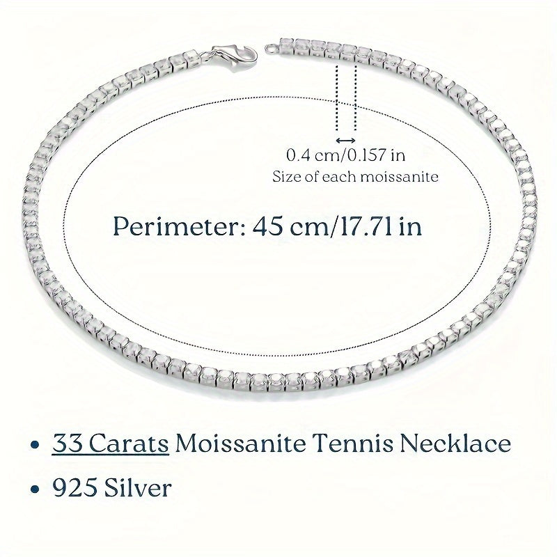 Moissanite Tennis Necklace in Sterling Silver for Wedding Engagement