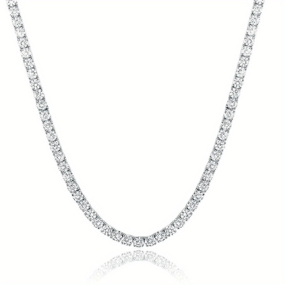 Moissanite Tennis Necklace in Sterling Silver for Wedding Engagement