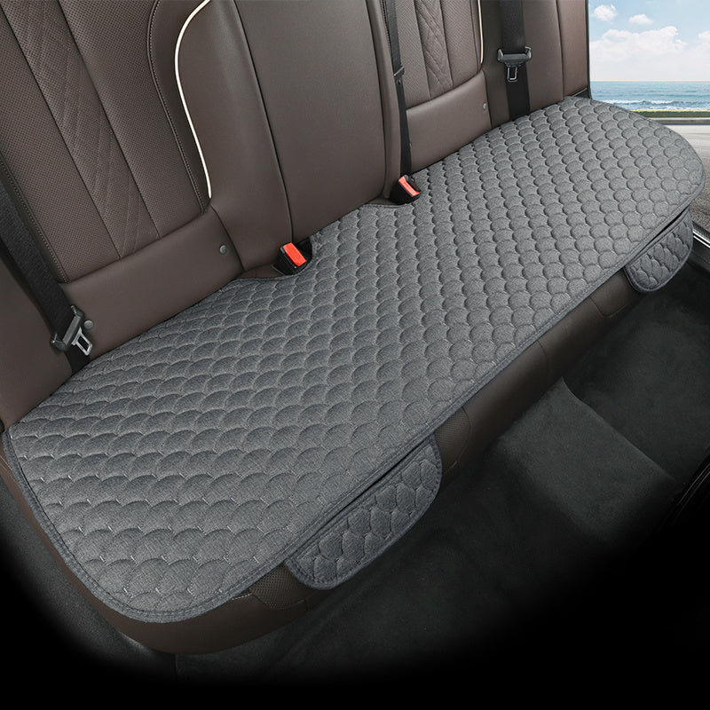 3-Piece Car Seat Cushions Linen Texture Fan-Shaped Universal Fit for Sedan SUV