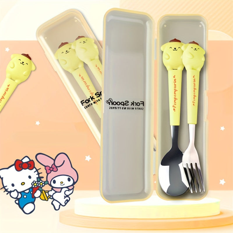 Stainless Steel Cartoon Cutlery Set with Case for Home Camping Picnic