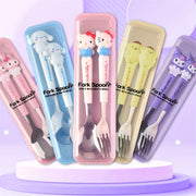 Stainless Steel Cartoon Cutlery Set with Case for Home Camping Picnic