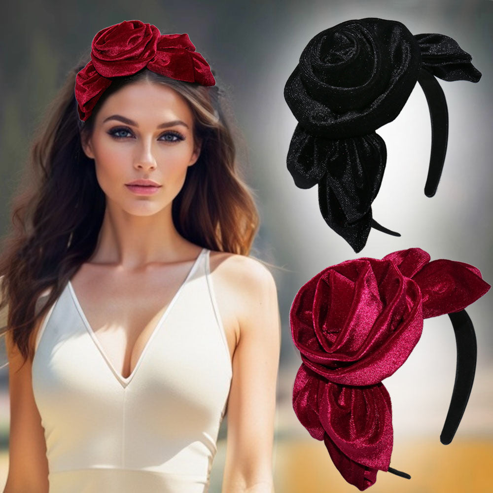 Ayollar uchun vintage velur gulli soch taqilishi, yaproq dizayni bilan, ziyofatlar va sovg‘alar uchun nafis soch aksessuari