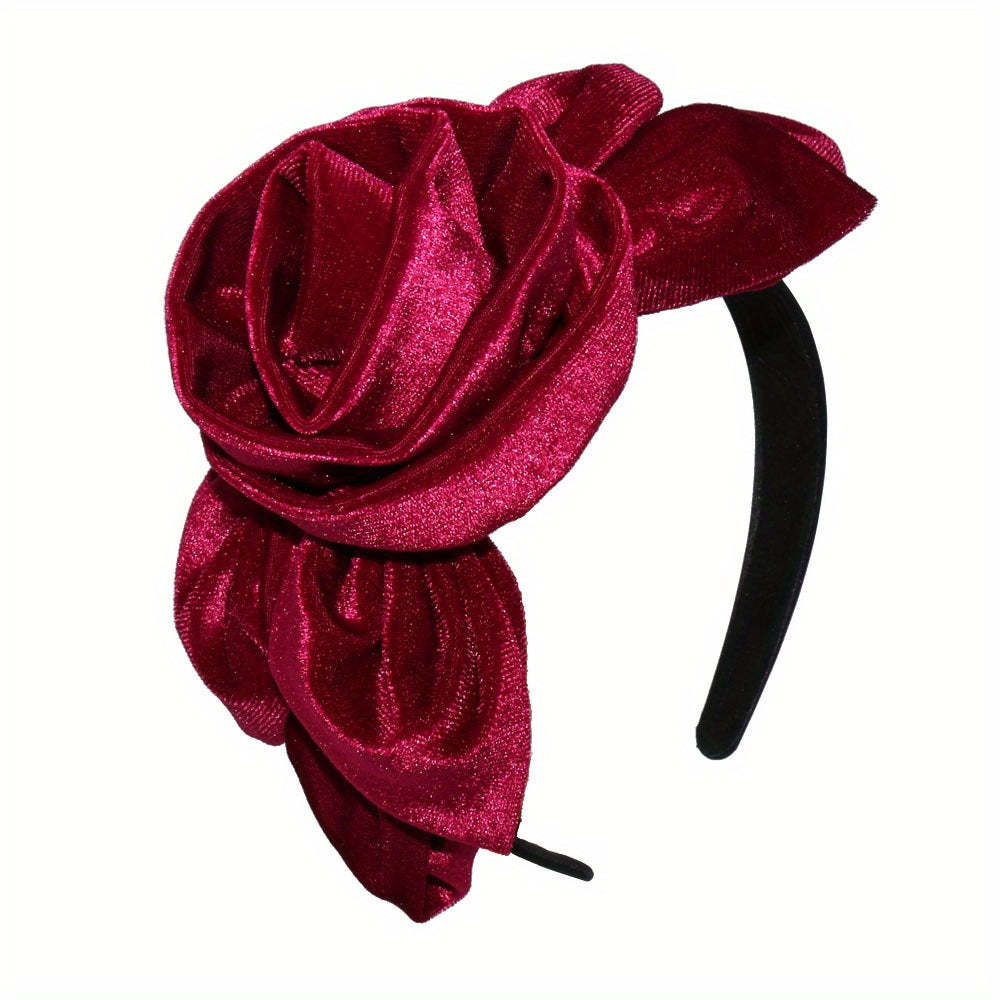Ayollar uchun vintage velur gulli soch taqilishi, yaproq dizayni bilan, ziyofatlar va sovg‘alar uchun nafis soch aksessuari