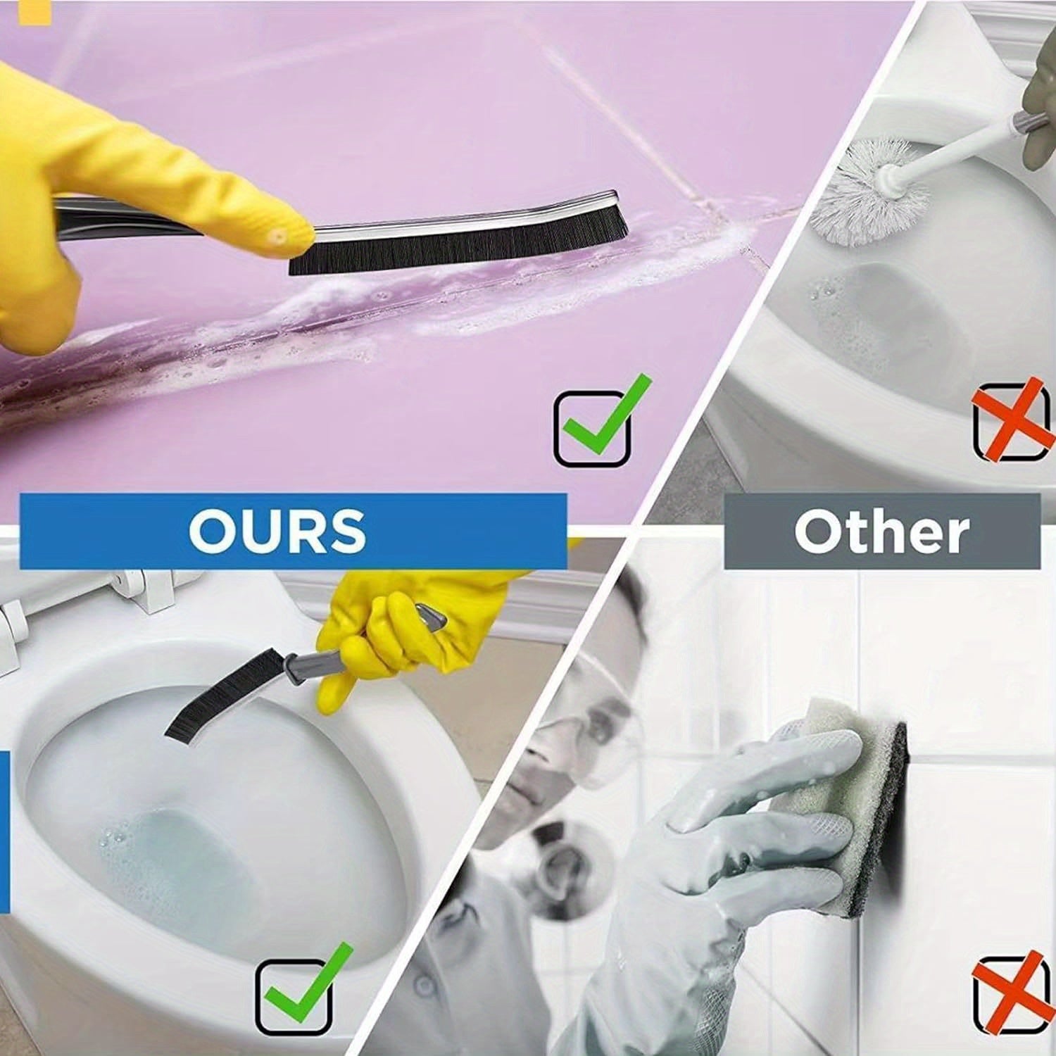 3-to'plam Ko'p maqsadli Qattiq Qorachli Yuvinish Cho'tkalar To'plami Hammom va Oshxona uchun