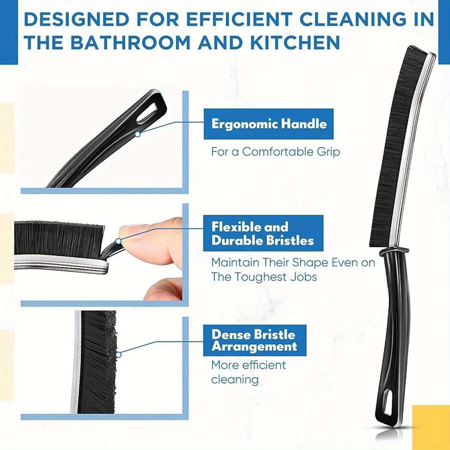 3-to'plam Ko'p maqsadli Qattiq Qorachli Yuvinish Cho'tkalar To'plami Hammom va Oshxona uchun