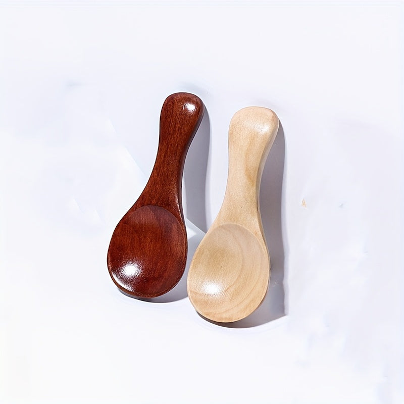 Mini Wooden Spoon for Ice Cream Tea Coffee - Wide-Mouth Short Handle Seasonings Sugar Salt