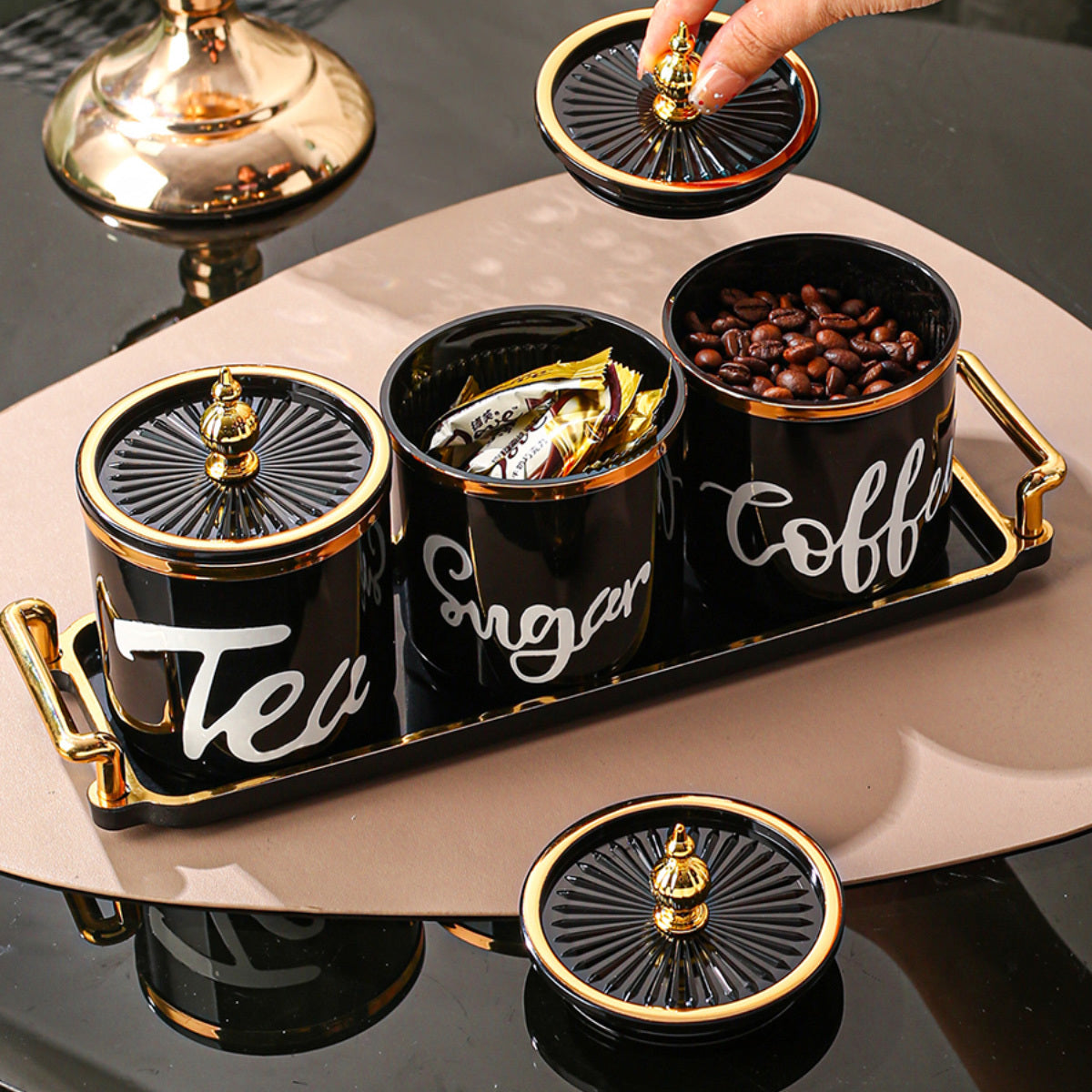 Nordic-Inspired Serving Tray Set with Candy Jar for Dried Fruits and Breakfast