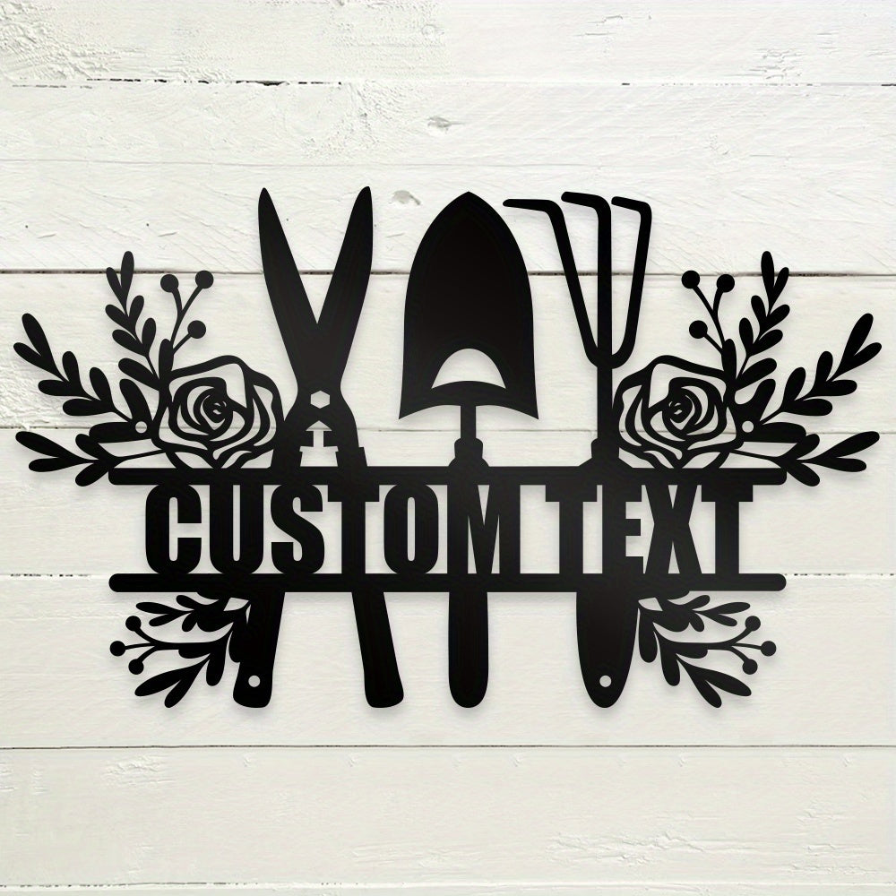 Personalized Garden Sign with Rose Floral Design Metal Yard Plaque for Garden Decor