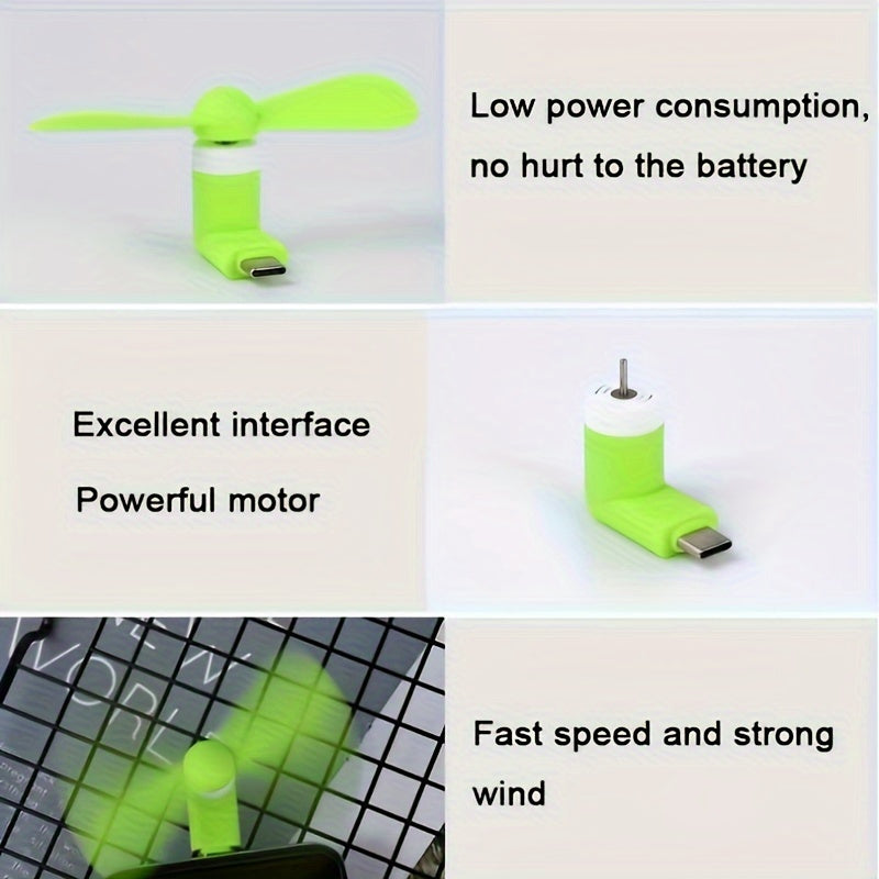 Portable mini USB fan for phones and computers Type-C rechargeable compact cooling 3 colors