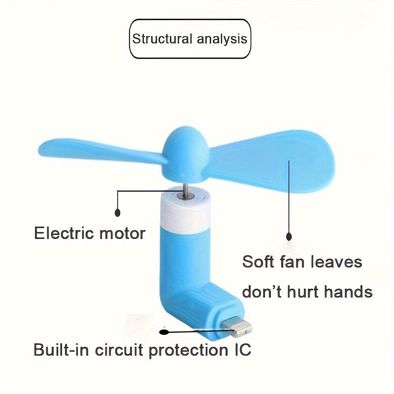 Portable mini USB fan for phones and computers Type-C rechargeable compact cooling 3 colors