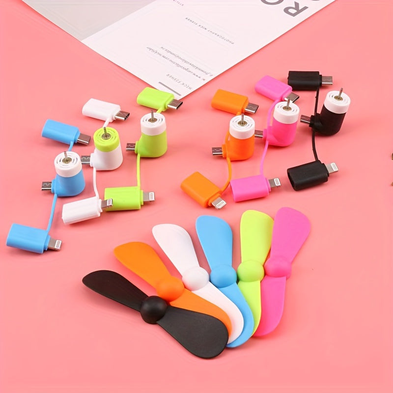 Set of 2 Mini USB Fans in Assorted Colors for Travel and Outdoor Use