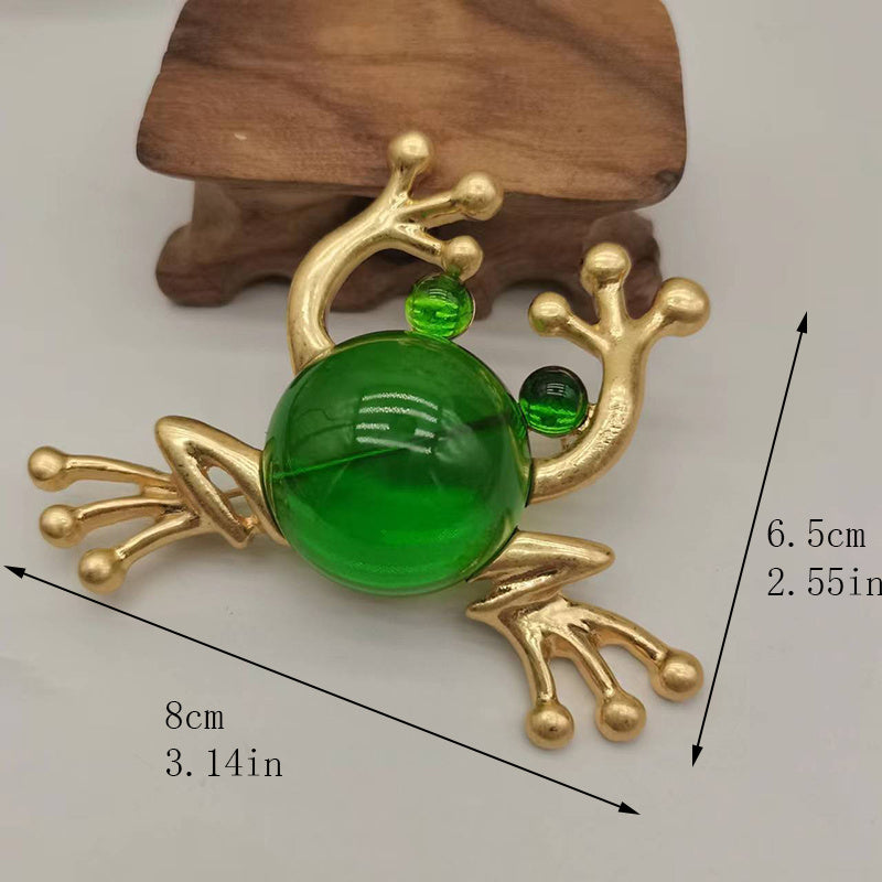 Frog Brooch Water Drill Details Elegant Jewelry Accessory