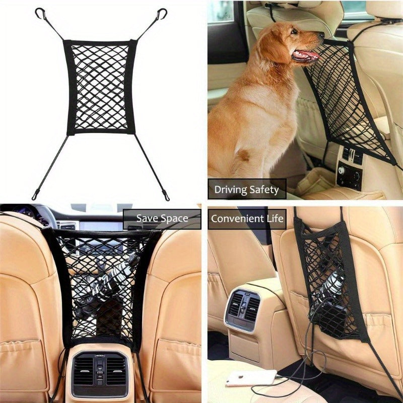 Adjustable Dog Car Barrier With Safety Mesh and Storage Bag Universal Fit