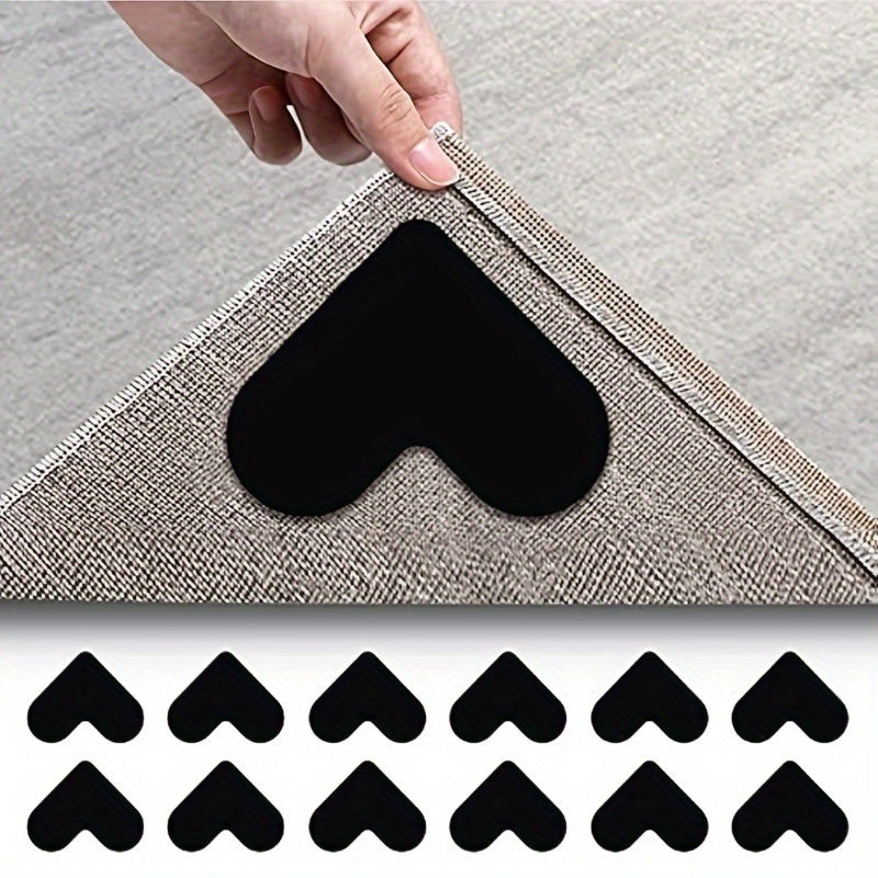 Set of 4 Double-Sided Carpet Grippers Non-Slip Heart-Shaped Floor Protectors