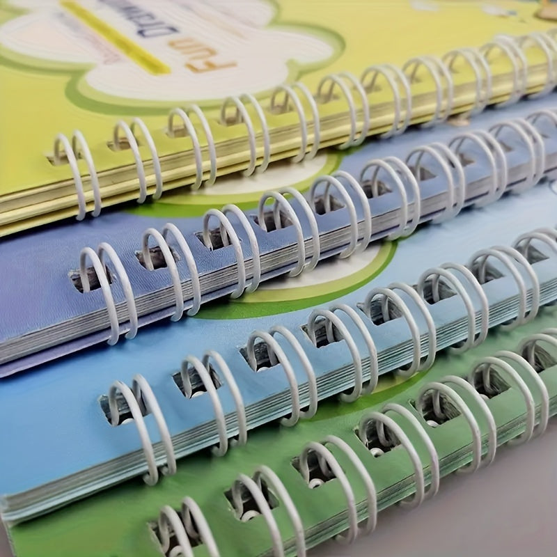 Conjunto de práctica de escritura educativa para niños en edad preescolar, cuaderno encuadernado en espiral con bolígrafo, alfabeto, números y suma