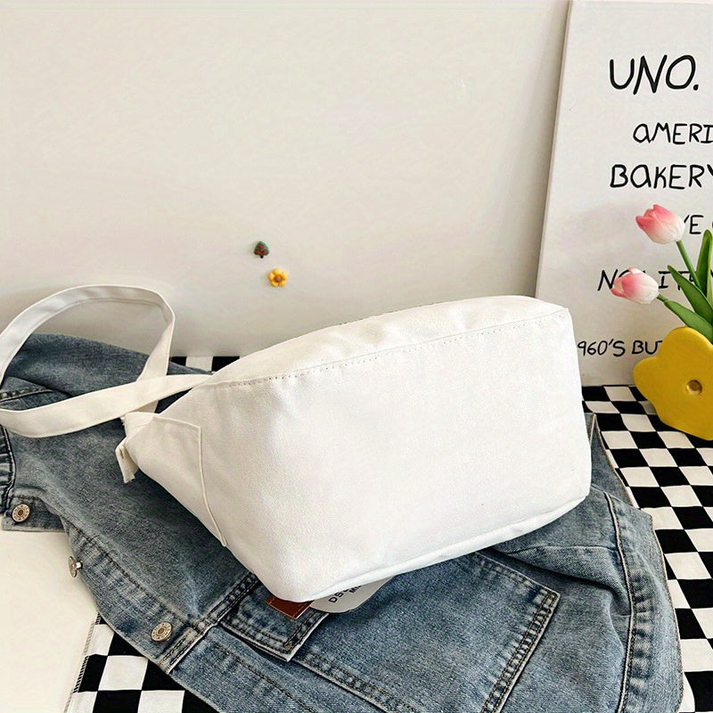 Yoshlar uchun kanvas xabar sumkasi, harf bosma, sozlanadigan kamar, kundalik, minimalistik, crossbody sumka