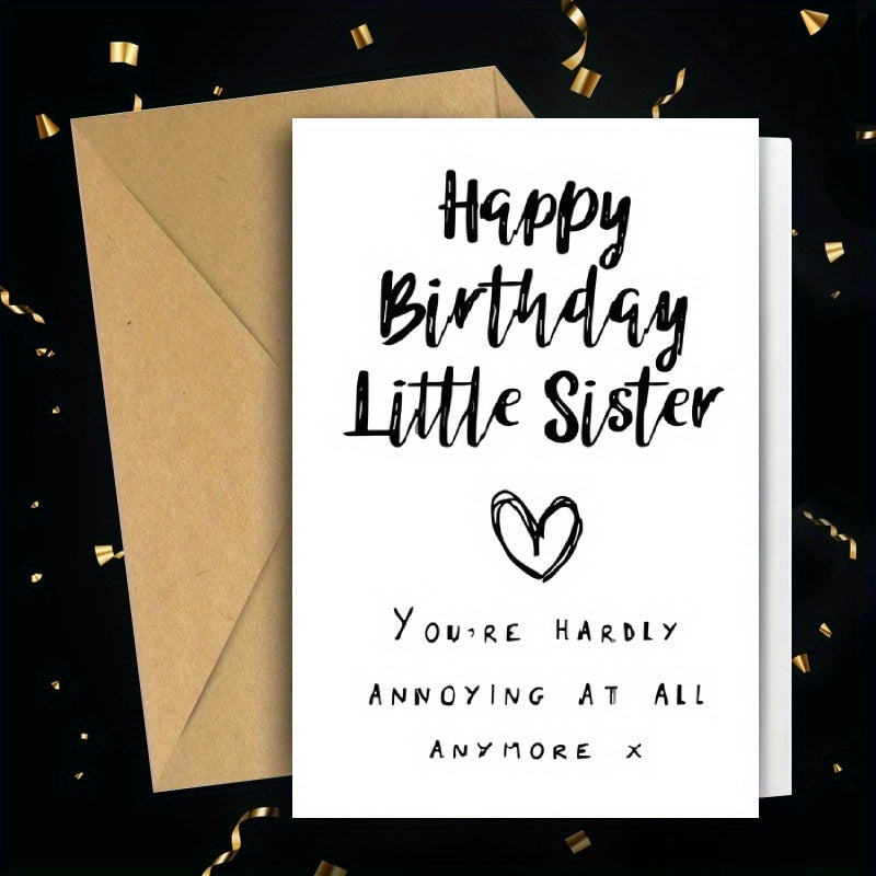 Adorable Sister Birthday Card for Women, Thank You Note, Gift from Loved One