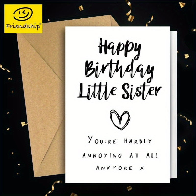 Adorable Sister Birthday Card for Women, Thank You Note, Gift from Loved One