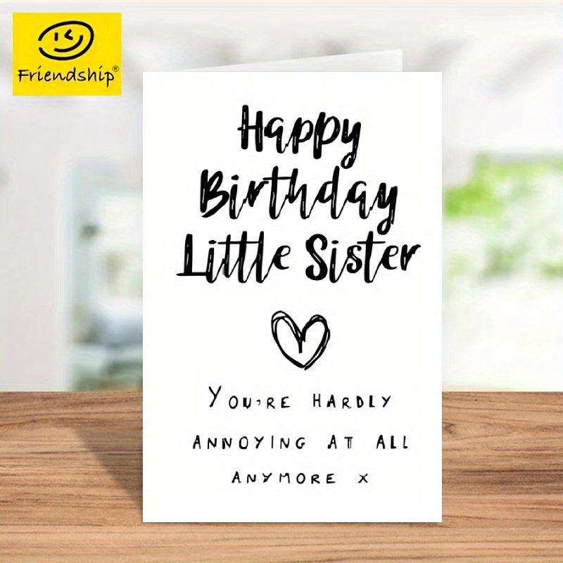 Adorable Sister Birthday Card for Women, Thank You Note, Gift from Loved One