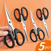 5-Piece Stainless Steel Craft Scissors Set with Ergonomic Handles for Office Home Sewing and Art Projects