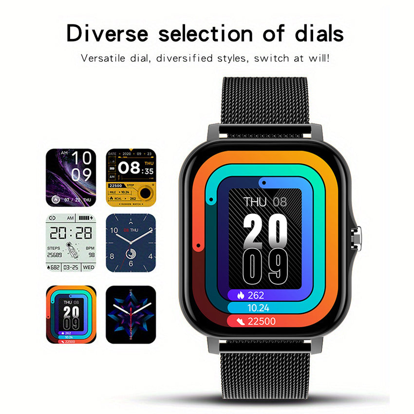 Smart Watch with Touch Screen Call Function Fitness Tracker Zinc Alloy Case Silicone Band