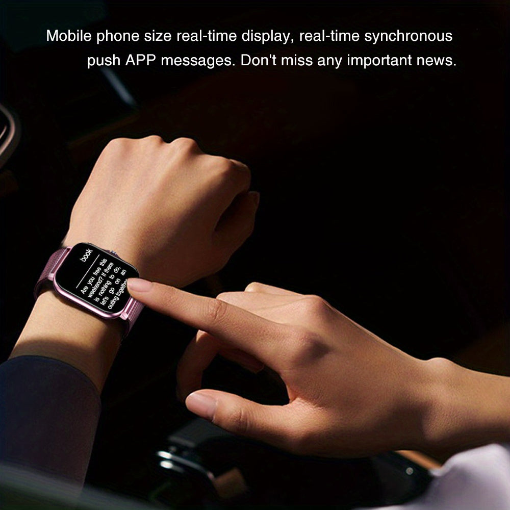 Smart Watch with Touch Screen Call Function Fitness Tracker Zinc Alloy Case Silicone Band