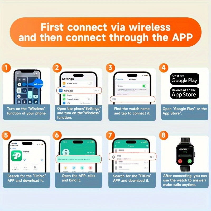 Smart Watch for Men and Women 4.65cm Wireless Calling Long Sitting Reminder USB Rechargeable