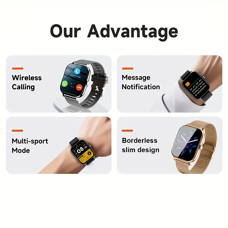 Smart Watch for Men and Women 4.65cm Wireless Calling Long Sitting Reminder USB Rechargeable