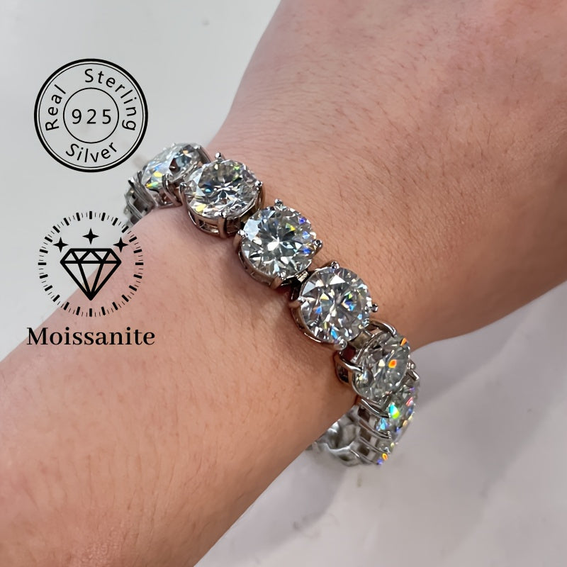 Sterling Silver Beaded Bracelet with Moissanite Stones 19.99cm 85 Carat Gift